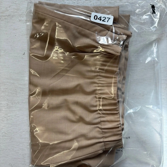 St John Collection Tan Beige Trouser Pants Wool Blend 14 Wide Leg Side Zip - Picture 7 of 7